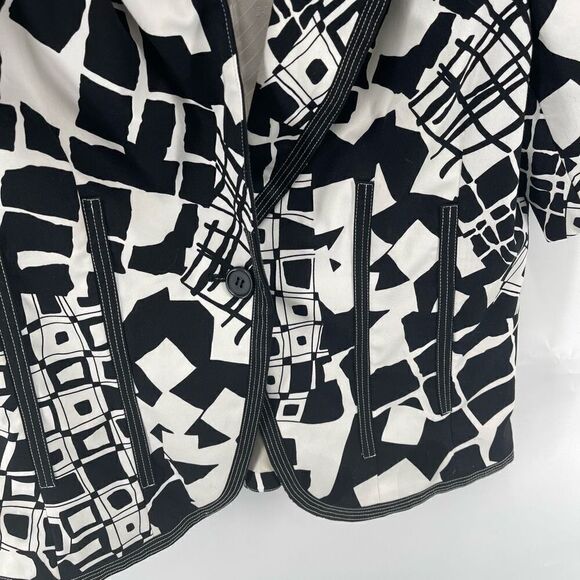 NYGARD Collection Women's Cotton Fully Lined Jacket Blazer Black and White Small - Picture 9 of 12